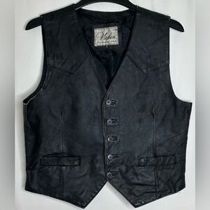 Vicken Leather Vest Size Large. It Has Many Worn Areas!